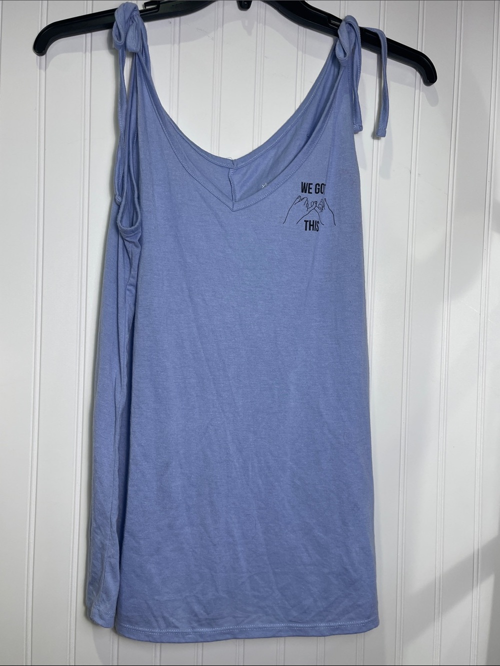 Xhilaration Light Periwinkle Tie-Shoulder Tank with 'WE GOT THIS' Chest Print